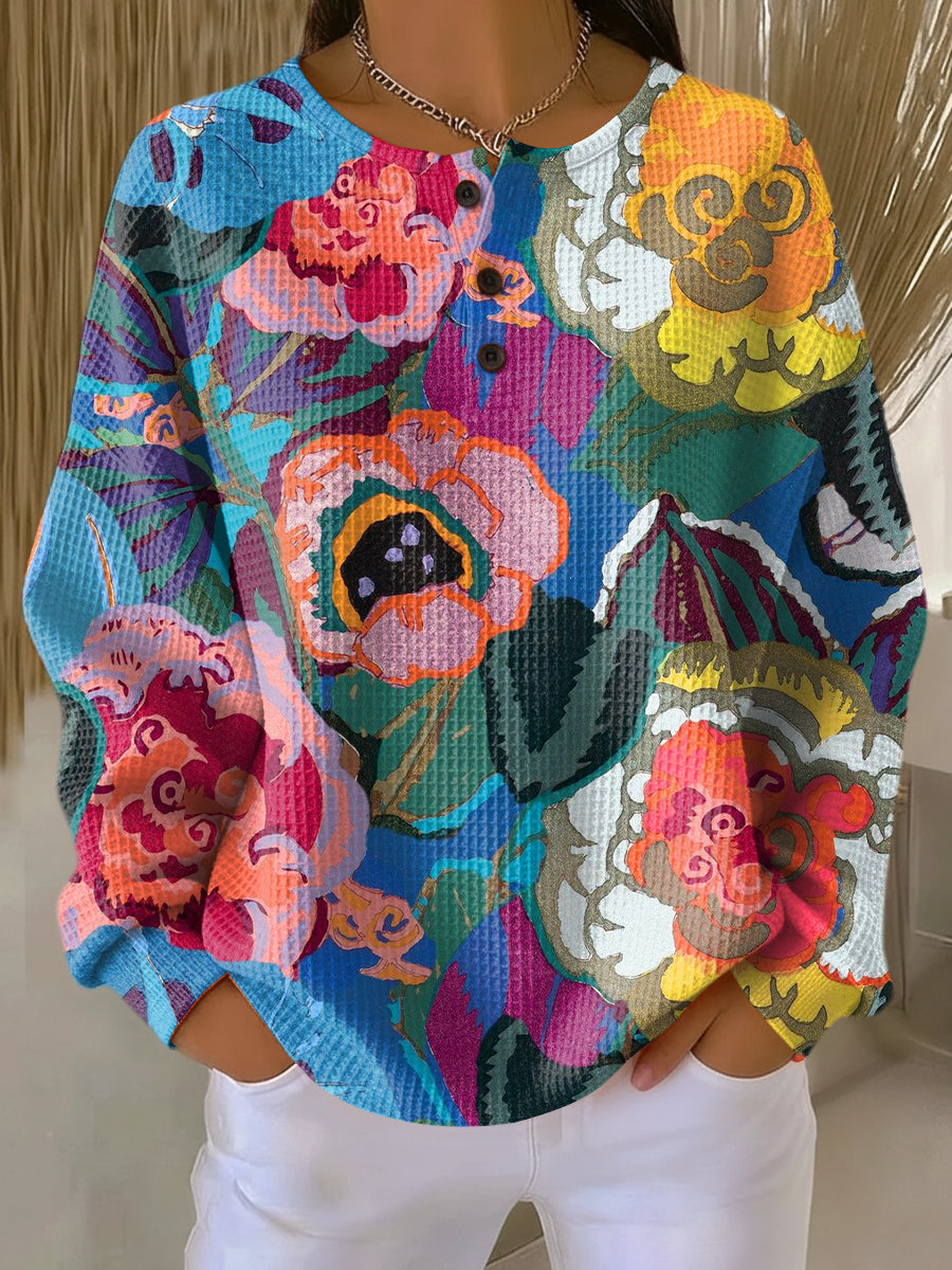 Ida | Colorful Large Flower Pattern Sweater