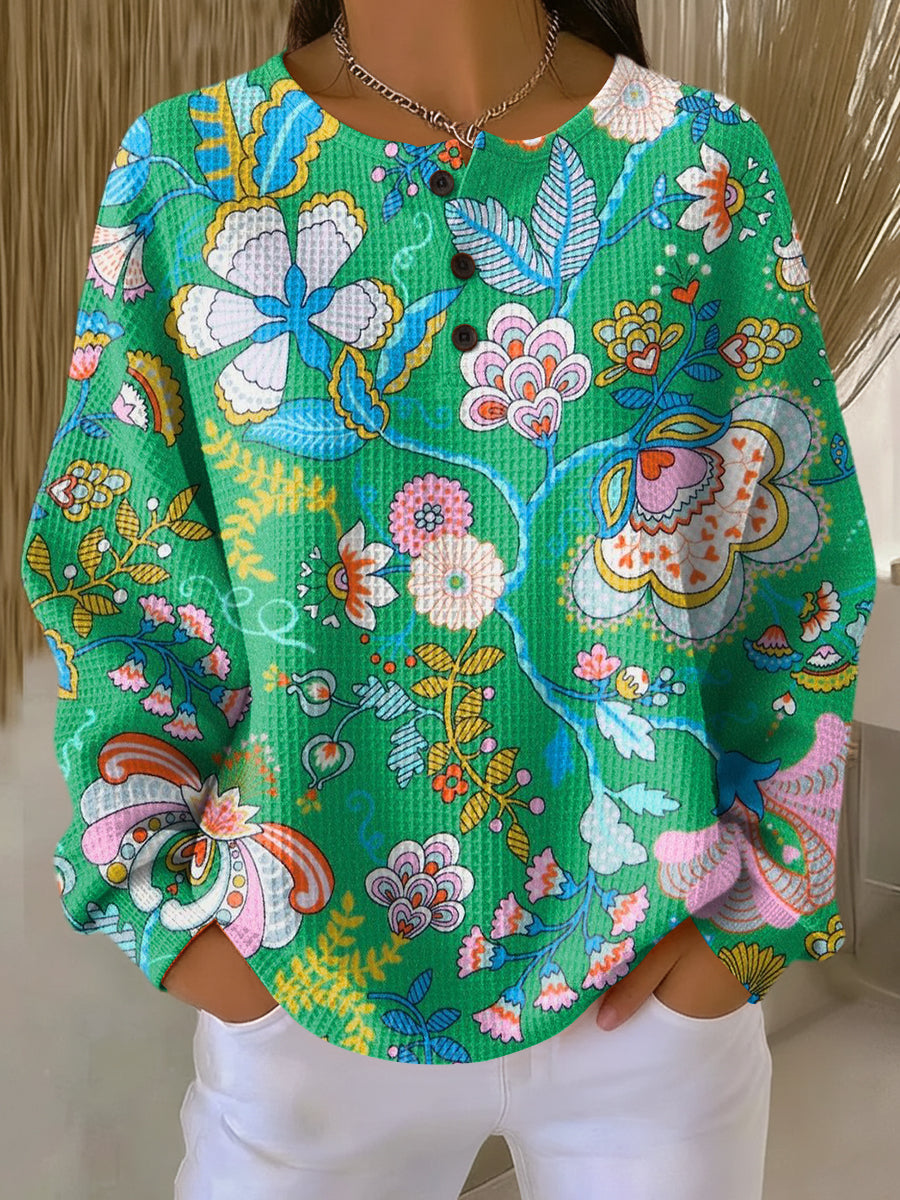 Elina | Colorful Ethnic Floral Pattern Sweater