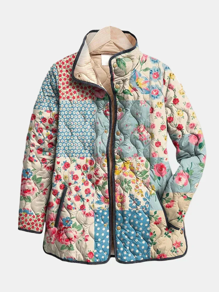 Zarae | Elegant Floral Print Quilted Jacket for Women