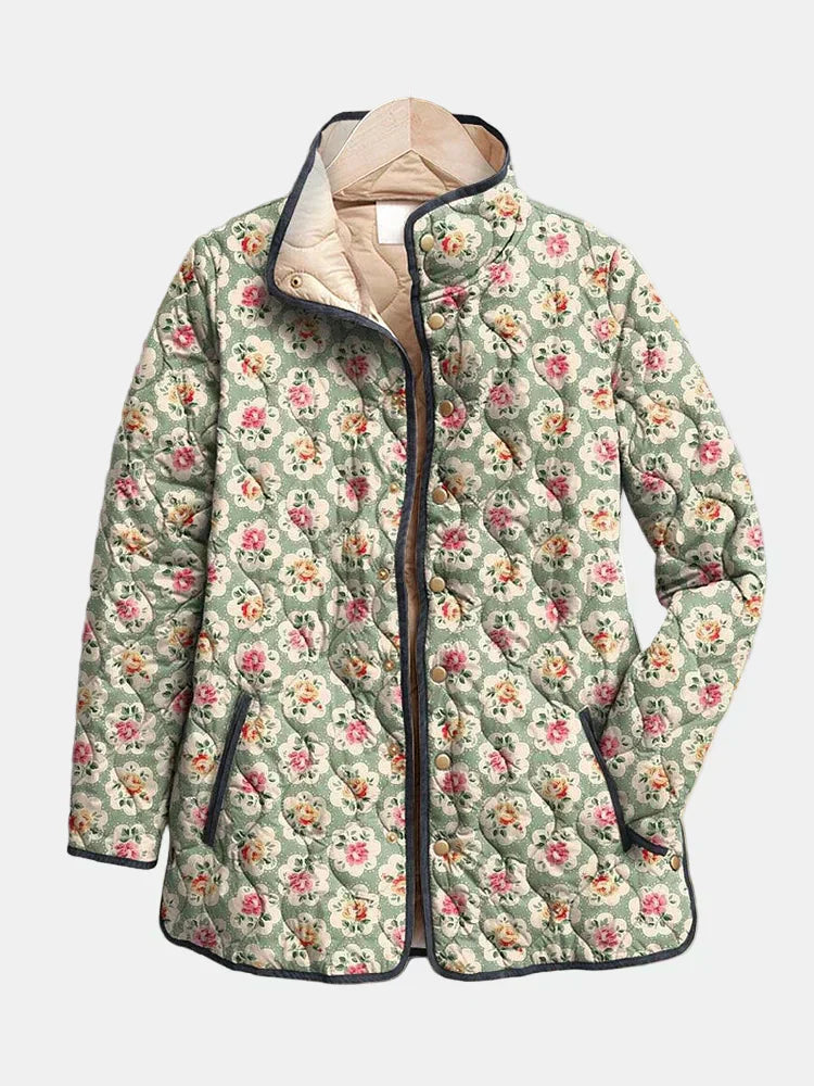 Aveline | Quilted Jacket with Retro Floral Print
