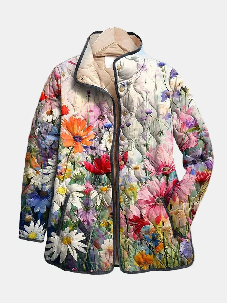Kaia | Elegant Vintage Quilted Jacket with Floral Print