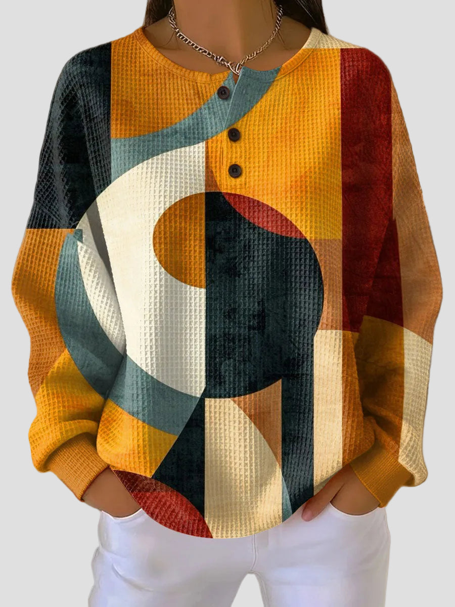 Lærke | Geometric Pattern Waffle Knit Sweater