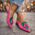 Lorena | Bicolor Suede & Pompon Flat Mules