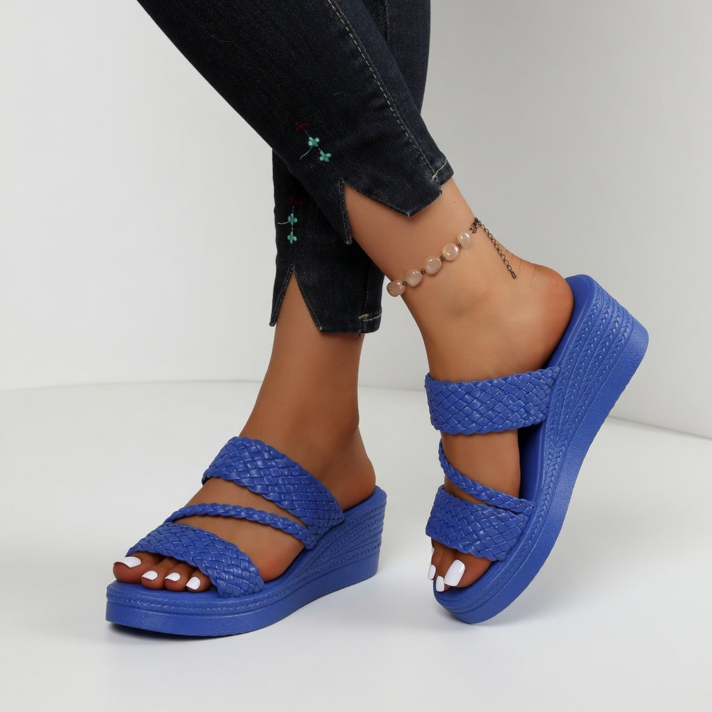 Tresseline™ — Colorful braided wedge mule for summer lightness