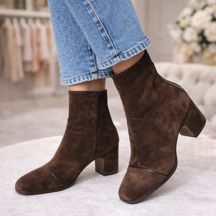 Victoria | Heeled Ankle Boots with Square Toe