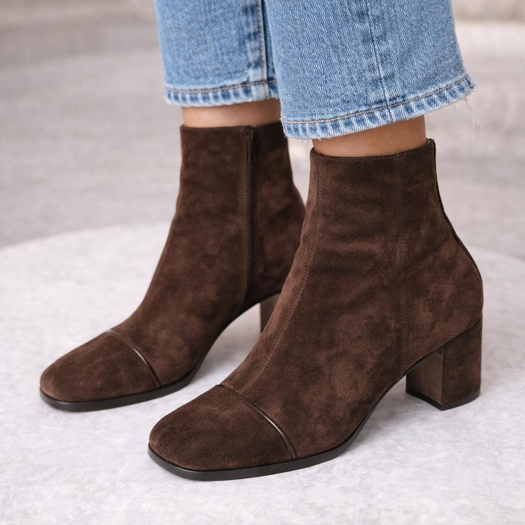 Victoria | Heeled Ankle Boots with Square Toe