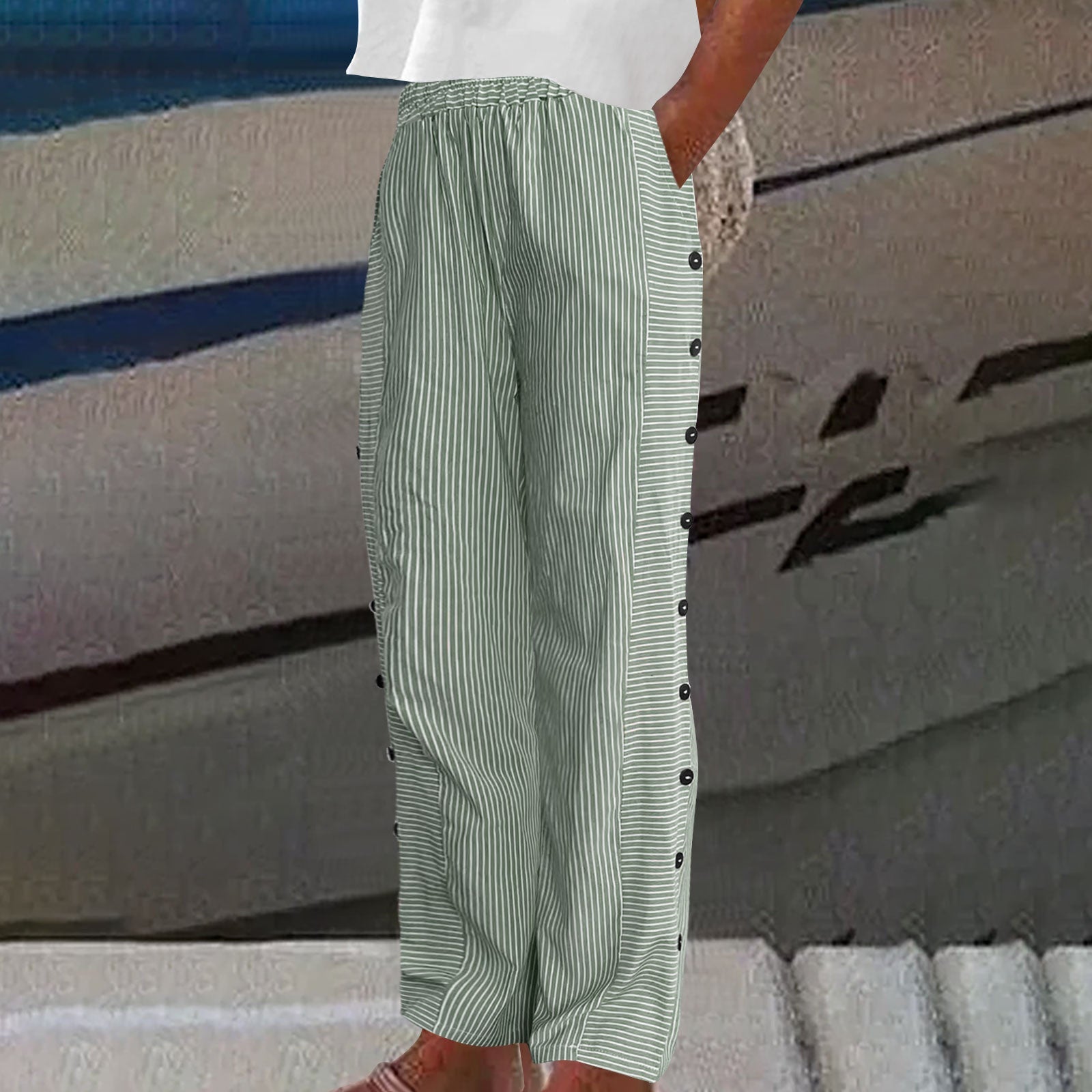 Vienne – Striped Button Pants