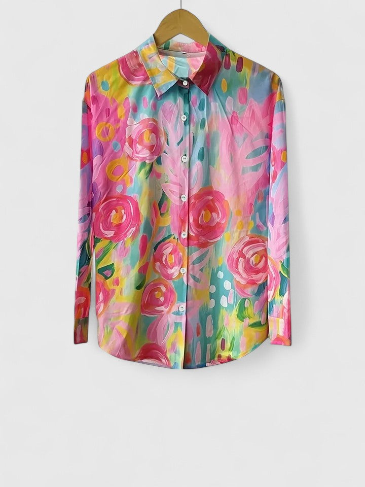 Anica - Vibrant Artistic Blouse with Buttons