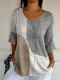 Casual knit pullover with abstract geometric pattern for women
