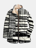 Miren | Black and White Abstract Pattern Quilted Jacket