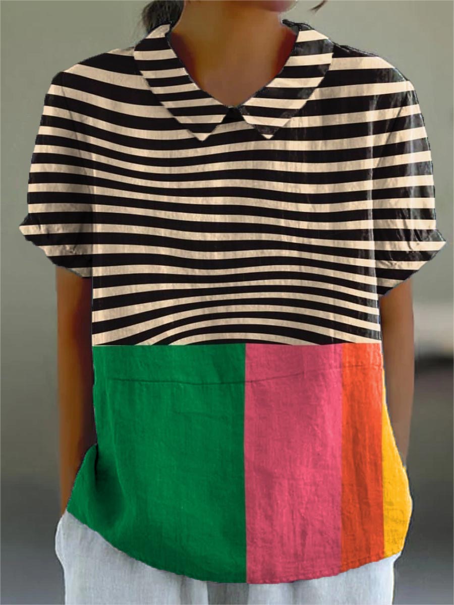 Eva | Vibrant Striped and Color Block Shirt
