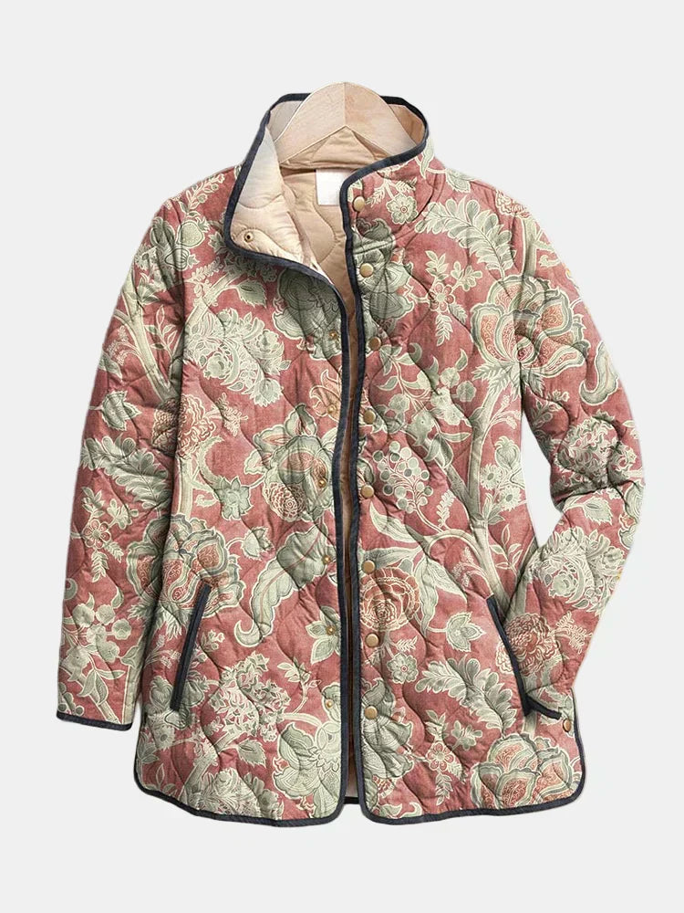 Naya | Vintage Floral Pattern Quilted Casual Jacket