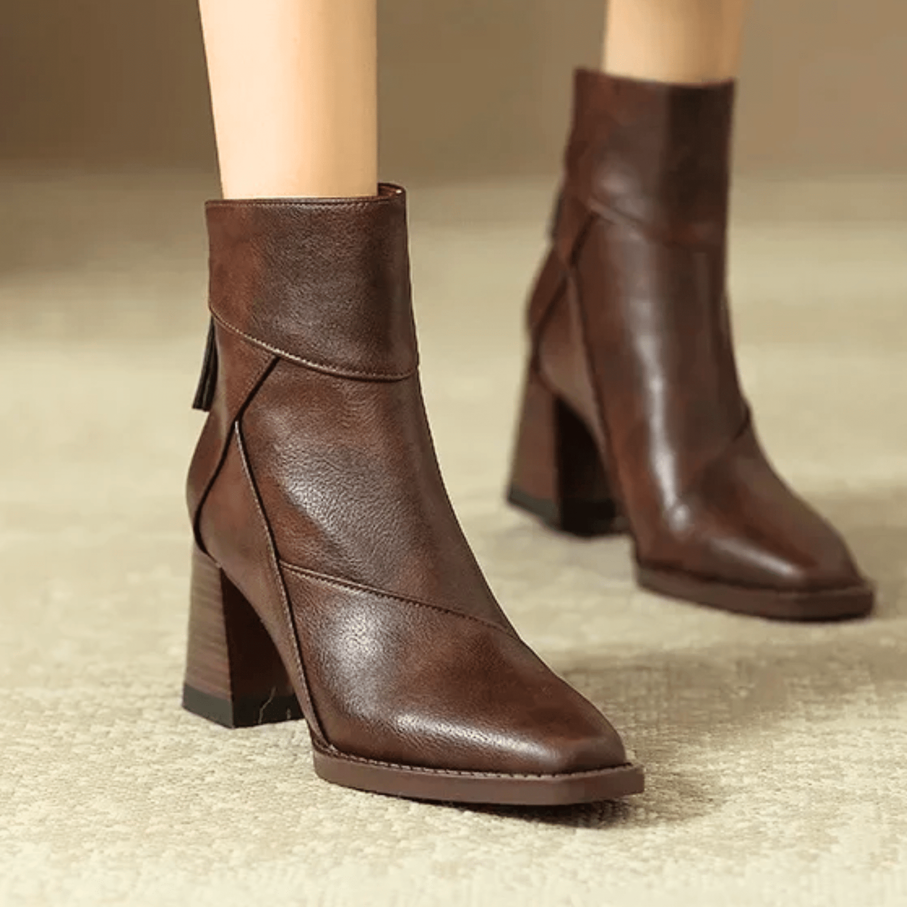 Einav - Thick Heeled British Style Ankle Boots